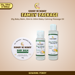 Kamay ni Nanay Family Package | 100% Natural Massage Balm for Babies with Calming Massage Oil | Safe for G6PD